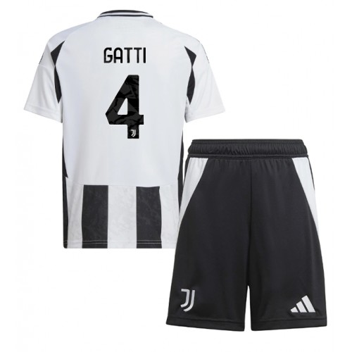 Fotballdrakt Barn Juventus Federico Gatti #4 Hjemmedraktsett 2024-25 Kortermet (+ Korte bukser)